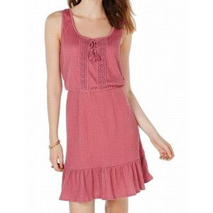 Be Bop Women Juniors Ruffled Hem Peasant Sleeveless Pink Dress Large NWOT
